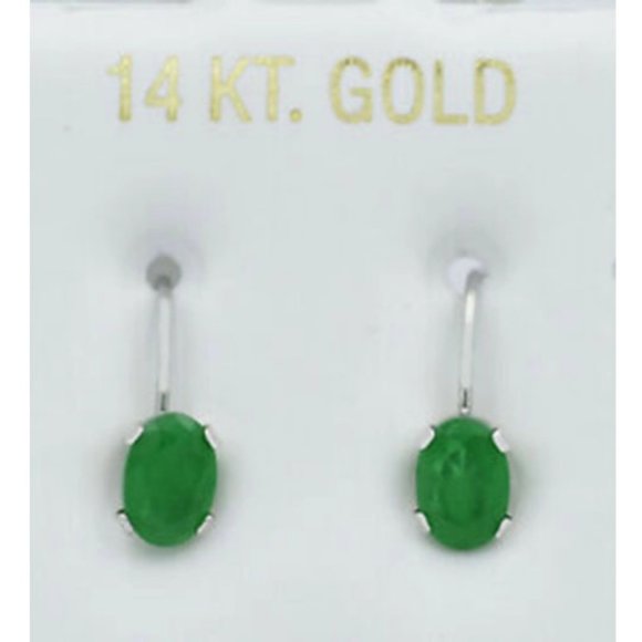 Genuine 1.92 Cts Emeralds Dangling Earrings 14k White Gold